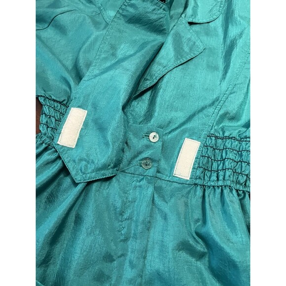 Vintage Joan Walters Lightweight Teal Green Jumpsuit W Shoulder pads Size 6 / XS - Picture 5 of 11